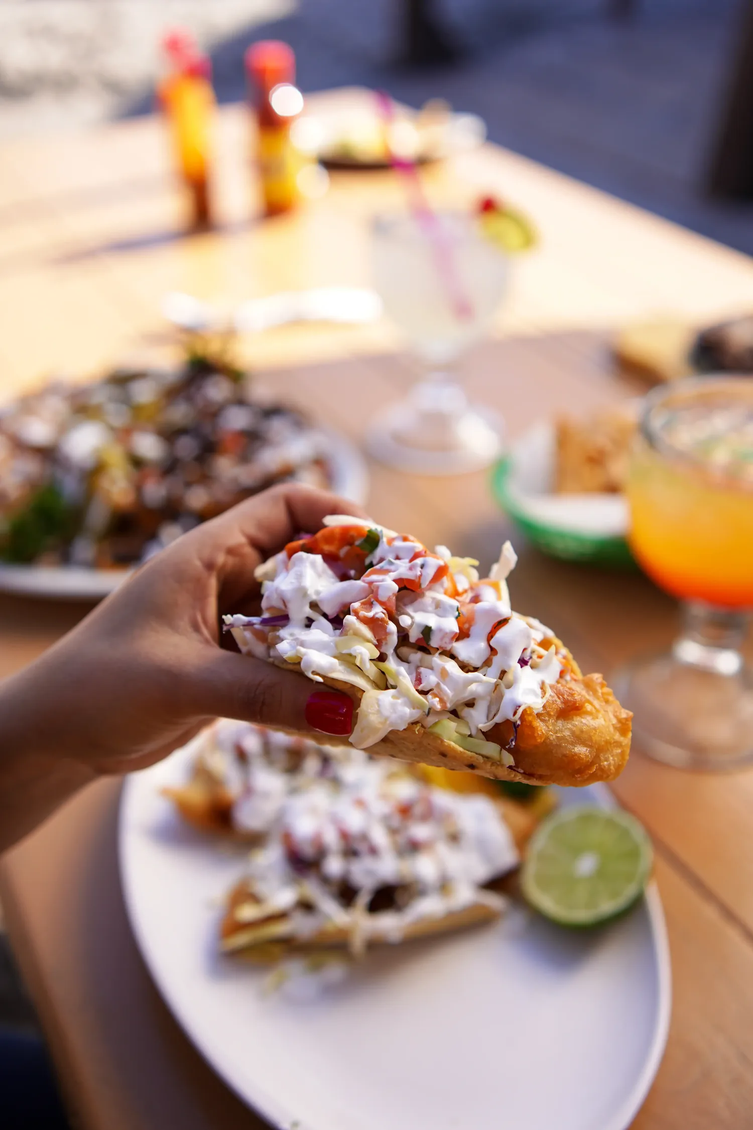 Taco de pescado de Kerala Beach Club